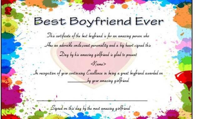 23 Best Boyfriend Certificates That Can Make Your Loved Ones with Best Girlfriend Certificate 10 Love Templates