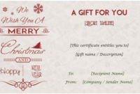 24+ Christmas & New Year Gift Certificate Templates throughout Unique Christmas Gift Certificate Template Free
