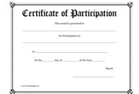 40+ Certificate Of Participation Templates – Printable Templates regarding Fresh Certificate Of Participation Template Doc 10 Ideas