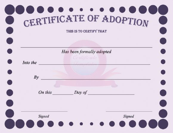 40+ Real &amp; Fake Adoption Certificate Templates - Printable with regard to Pet Birth Certificate Template 24 Choices