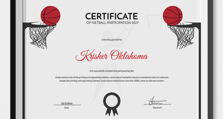 5 Netball Certificates - Psd &amp; Word Designs | Design Trends in Netball Participation Certificate Editable Templates