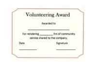 50 Free Volunteering Certificates – Printable Templates intended for Fresh Community Service Certificate Template Free Ideas