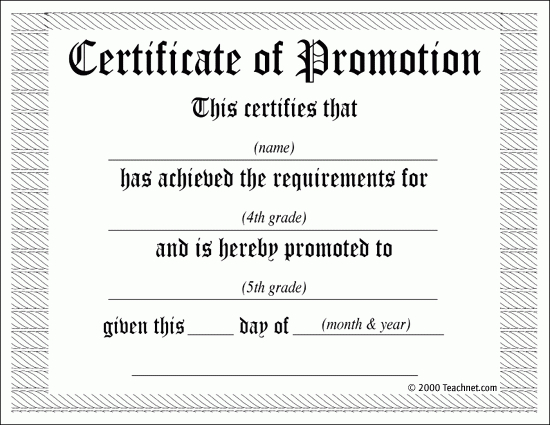 5Th Grade Promotion Certificate Template | This Certificate with Grade Promotion Certificate Template Printable