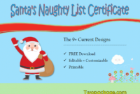 9+ Santa Naughty List Certificate Templates Free Download for Best Free 9 Naughty List Certificate Templates