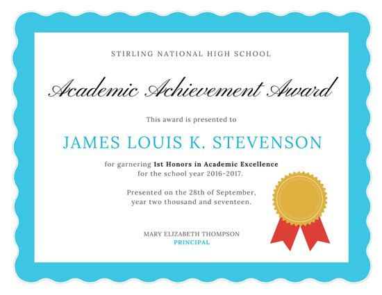 Academic Excellence Certificate | Awards Certificates pertaining to Unique Academic Excellence Certificate