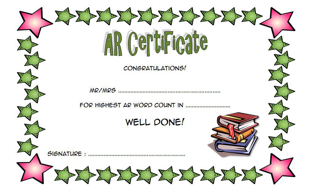 Accelerated Reader Award Certificate Template Free intended for Accelerated Reader Certificate Templates