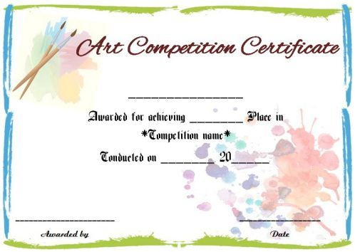 Art Competition Certificate Sample | Art Certificate for Fresh Drawing Competition Certificate Templates