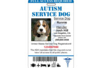 Autism Service Dog Id Card Ada Tag Badge Professional Custom for Service Dog Certificate Template Free 7 Designs