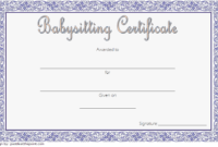Babysitting Certificate Template Free 1 | Certificate regarding Babysitting Certificate Template