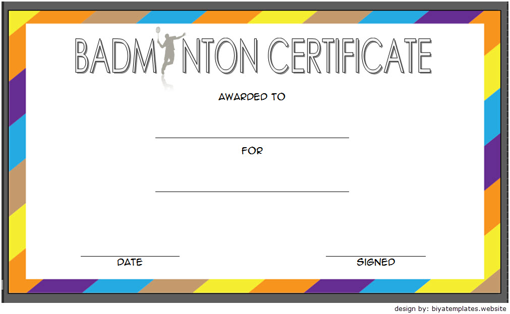 Badminton Certificate Template Free 4 In 2020 | Certificate intended for Badminton Certificate Template Free 12 Awards