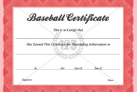 Baseball Certificate Templates Baseball Award Certificate intended for Baseball Achievement Certificates