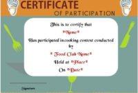 Basic Cooking Class Participation Certificate | Certificate for Fresh Cooking Contest Winner Certificate Templates