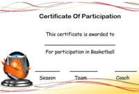 Basketball Certificate Of Participation Template with regard to Basketball Participation Certificate Template