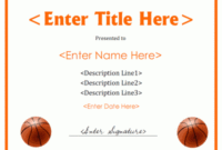 Basketball Certificate Template | Basketball Awards with regard to Fresh Basketball Gift Certificate Template