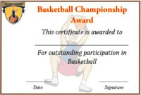 Basketball Championship Certificate Template | Certificate regarding Fresh Basketball Certificate Template Free 13 Designs