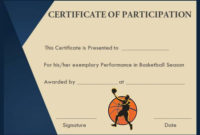 Basketball Participation Certificate: 10+ Free Downloadable with Unique Basketball Participation Certificate Template