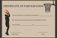 Basketball Participation Certificate Free Printable throughout Basketball Participation Certificate Template