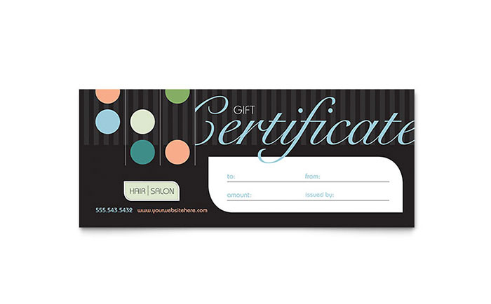 Beauty &amp; Hair Salon Gift Certificate Template Design regarding Free Printable Beauty Salon Gift Certificate Templates