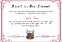 Best Dressed Award Certificate Colorful | Award Certificates regarding Fresh Best Dressed Certificate
