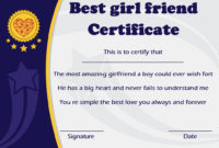 Best Friend: Best Friend Award Template with Best Best Girlfriend Certificate 10 Love Templates