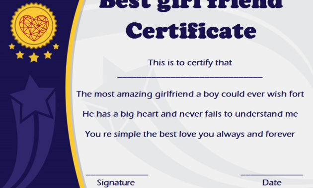 Best Friend: Best Friend Award Template with Best Best Girlfriend Certificate 10 Love Templates