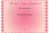 Best Girlfriend Certificate Printable Certificate with regard to Best Girlfriend Certificate Template