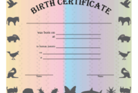 Birth Certificate For Pets Printable Certificate regarding Best Pet Birth Certificate Template