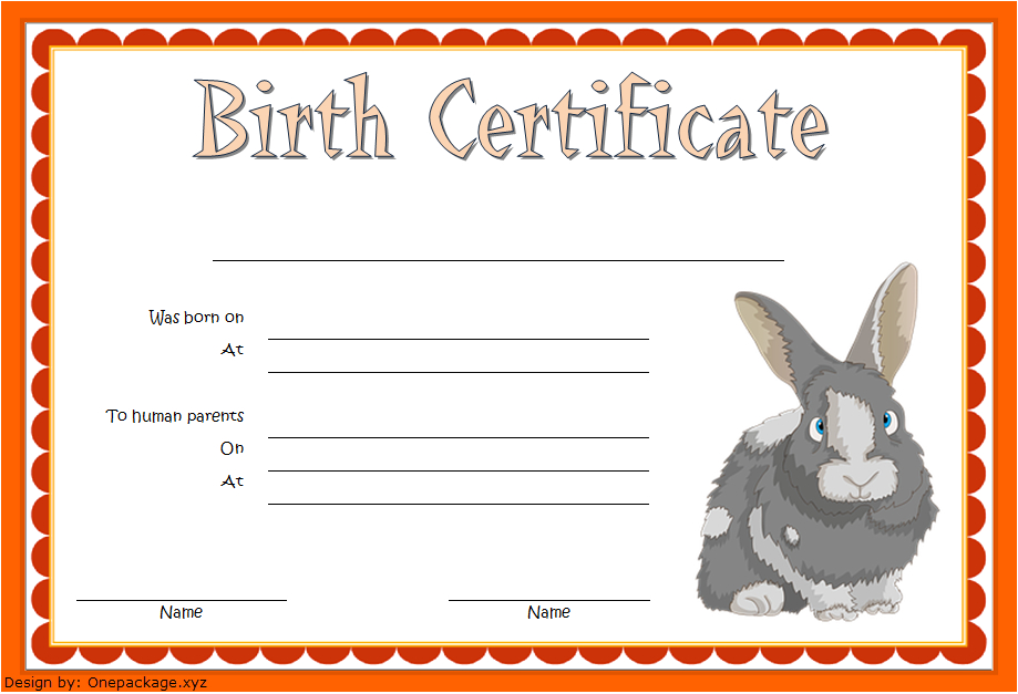 Birth Certificate Template For Rabbit Free 3 In 2020 | Birth regarding Best Rabbit Birth Certificate Template Free 2019 Designs