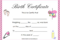 Birth Certificate Templates regarding Cute Birth Certificate Template
