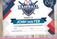 Blue Baseball Certificate with regard to Editable Baseball Award Certificates