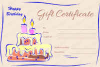 Candles And Cake Birthday Gift Certificate Template intended for Birthday Gift Certificate