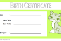 Cat Birth Certificate Template 2020 Free Download (Version 2 regarding Kitten Birth Certificate Template