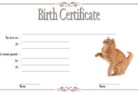 Cat Birth Certificate Template Free Printable (1St Design within Cat Birth Certificate Free Printable