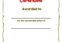 Certificate Awards: Remarkable Effort Certificate In Color throughout Outstanding Effort Certificate Template