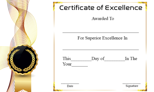 Certificate Of Academic Excellence | Certificate Template within Unique Academic Excellence Certificate