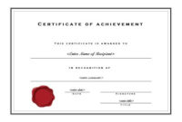 Certificate Of Achievement 002 inside Unique Certificate Of Achievement Template Word