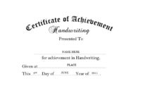 Certificate Of Achievement Handwriting Free Templates Clip throughout Fresh Handwriting Award Certificate Printable