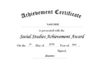 Certificate Of Achievement In Social Studies Free Templates for Social Studies Certificate Templates
