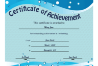 Certificate Of Achievement – Swimming Printable Certificate throughout Editable Swimming Certificate Template Free Ideas