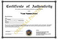 Certificate Of Authenticity Templates - Word Excel Pdf Formats regarding Unique Certificate Of Authenticity Free Template