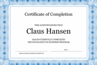 Certificate Of Completion (Blue) in Certificate Of Completion Templates Editable