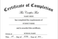 Certificate-Of-Completion-Template | Certificate Of for Fresh Completion Certificate Editable