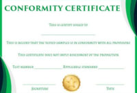 Certificate Of Conformity Sample Template | Free Certificate for Conformity Certificate Template
