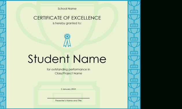 Certificate Of Excellence For Student inside Academic Excellence Certificate