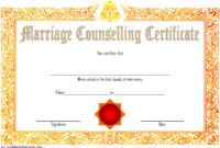 Certificate Of Marriage Counseling Template Free 2 In 2020 intended for Marriage Counseling Certificate Template
