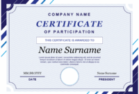 Certificate Of Participation in Fresh Certificate Of Participation Template Doc 10 Ideas