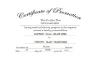 Certificate Of Promotion Free Templates Clip Art & Wording within Unique Job Promotion Certificate Template Free