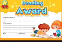 Certificate Template For Reading Award With Kids Vector Image inside Reading Achievement Certificate Templates