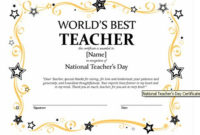 Certificates For Teachers: The World'S Best Teacher Award with regard to Fresh Best Teacher Certificate Templates
