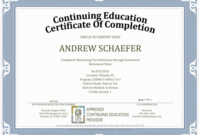 Ceu Certificate Of Completion Template Sample Throughout with regard to Unique Ceu Certificate Template